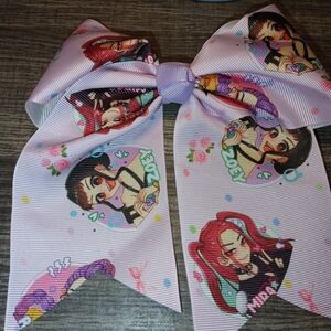 Girls Pink Character Print Grosgrain Hair Bow